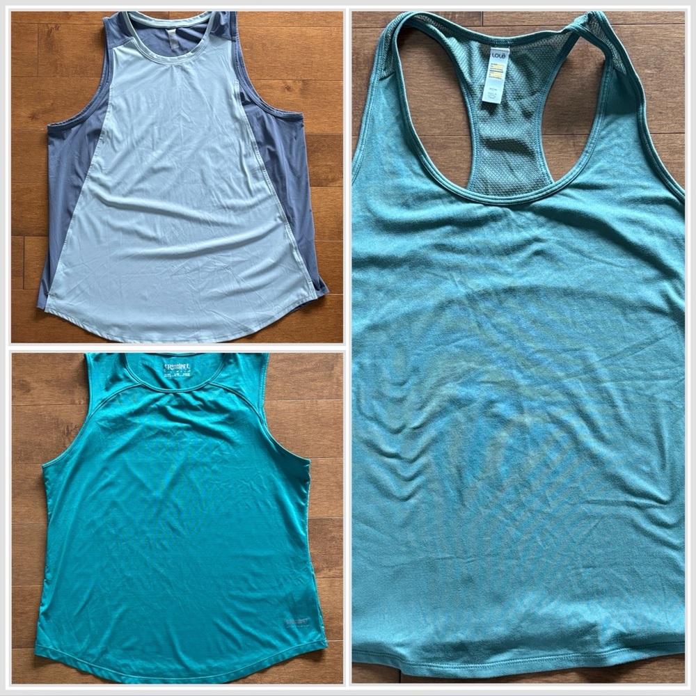 THREE athletic tank tops